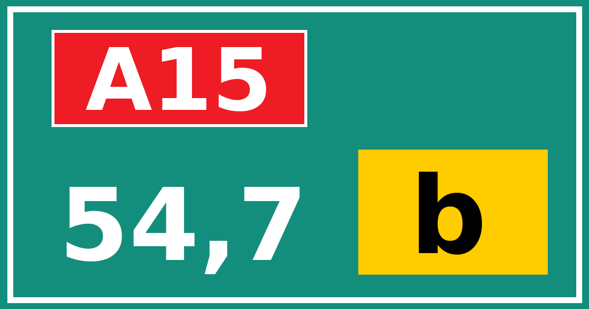 Hectometerbord A15 54,7 letter b