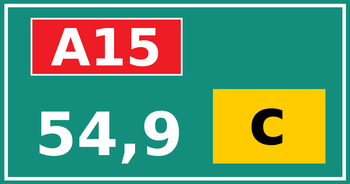 Hectometerbord A15 54,9 letter c