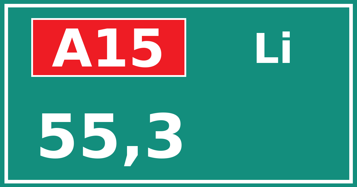 Hectometerbord A15 55,3 zijde Li
