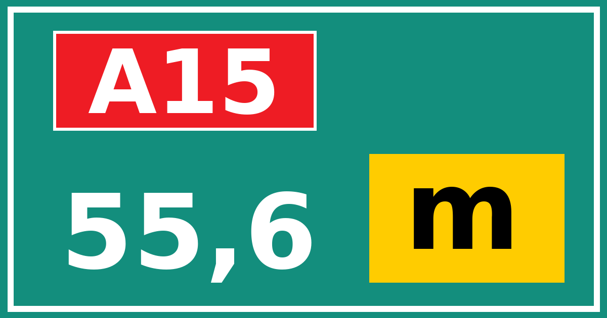 Hectometerbord A15 55,6 letter m