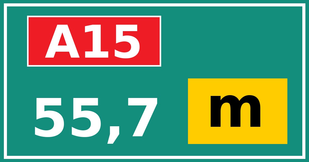 Hectometerbord A15 55,7 letter m