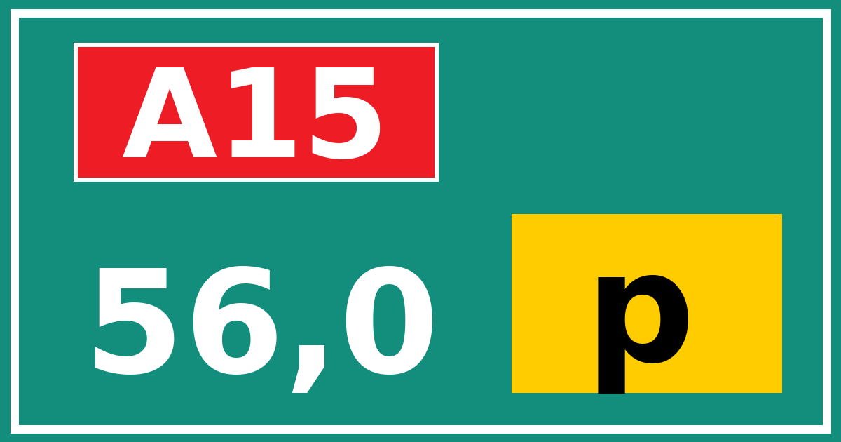 Hectometerbord A15 56,0 letter p