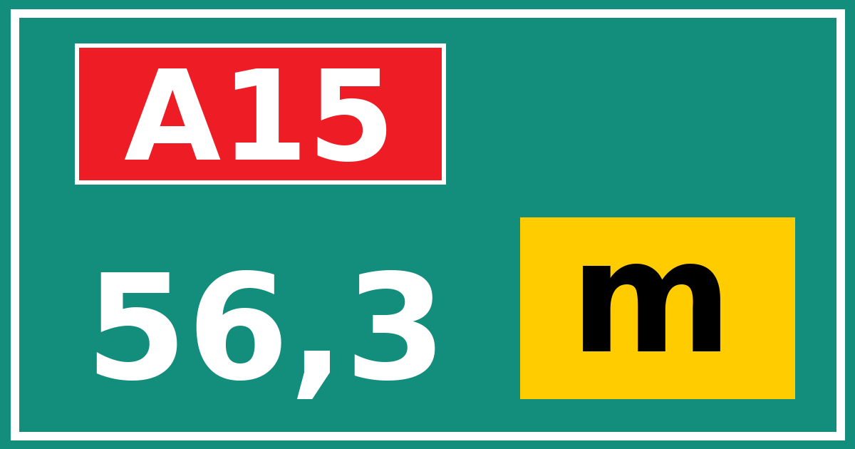 Hectometerbord A15 56,3 letter m