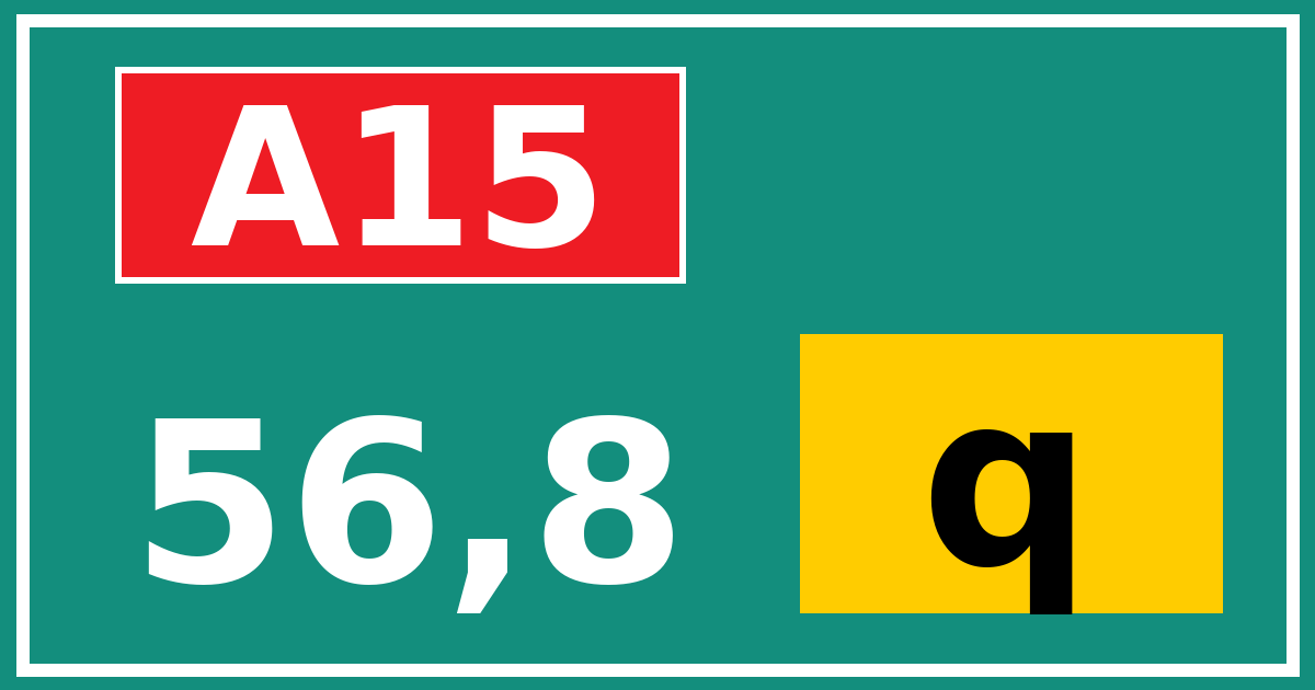 Hectometerbord A15 56,8 letter q
