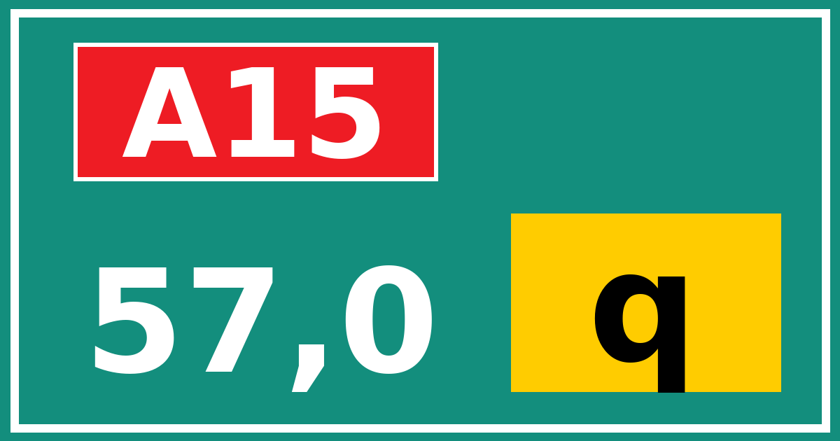 Hectometerbord A15 57,0 letter q