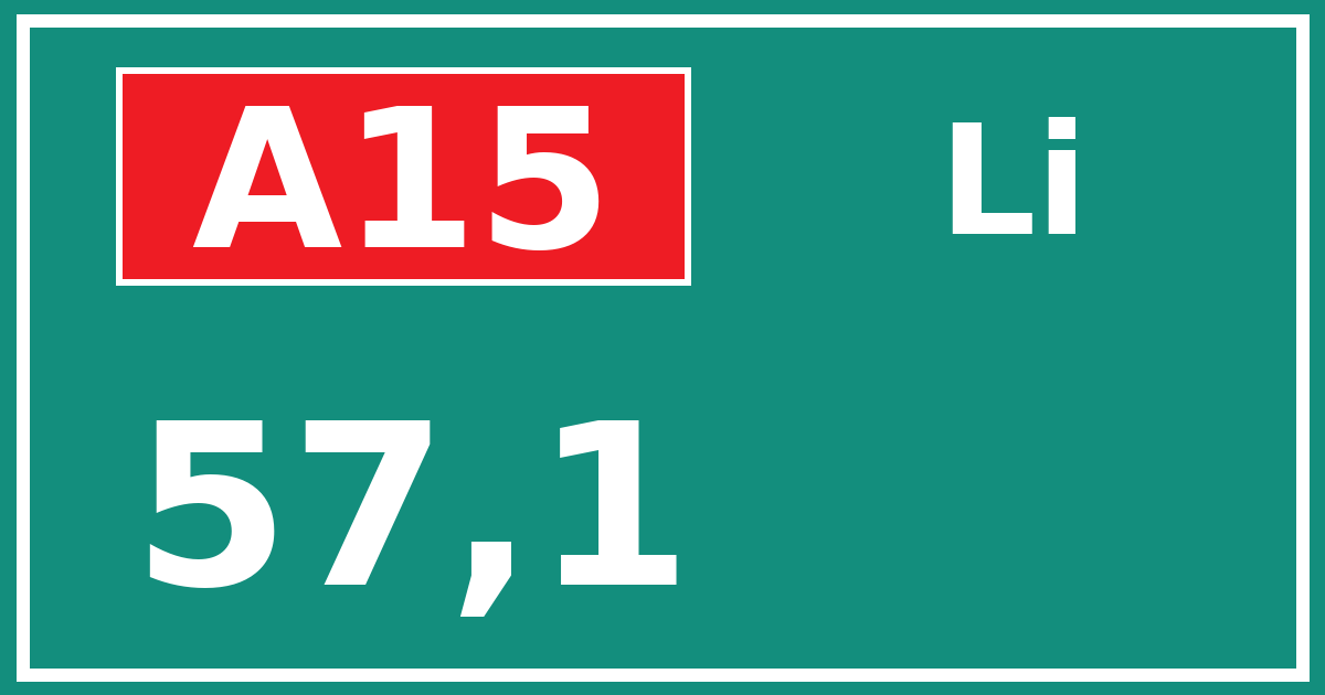 Hectometerbord A15 57,1 zijde Li