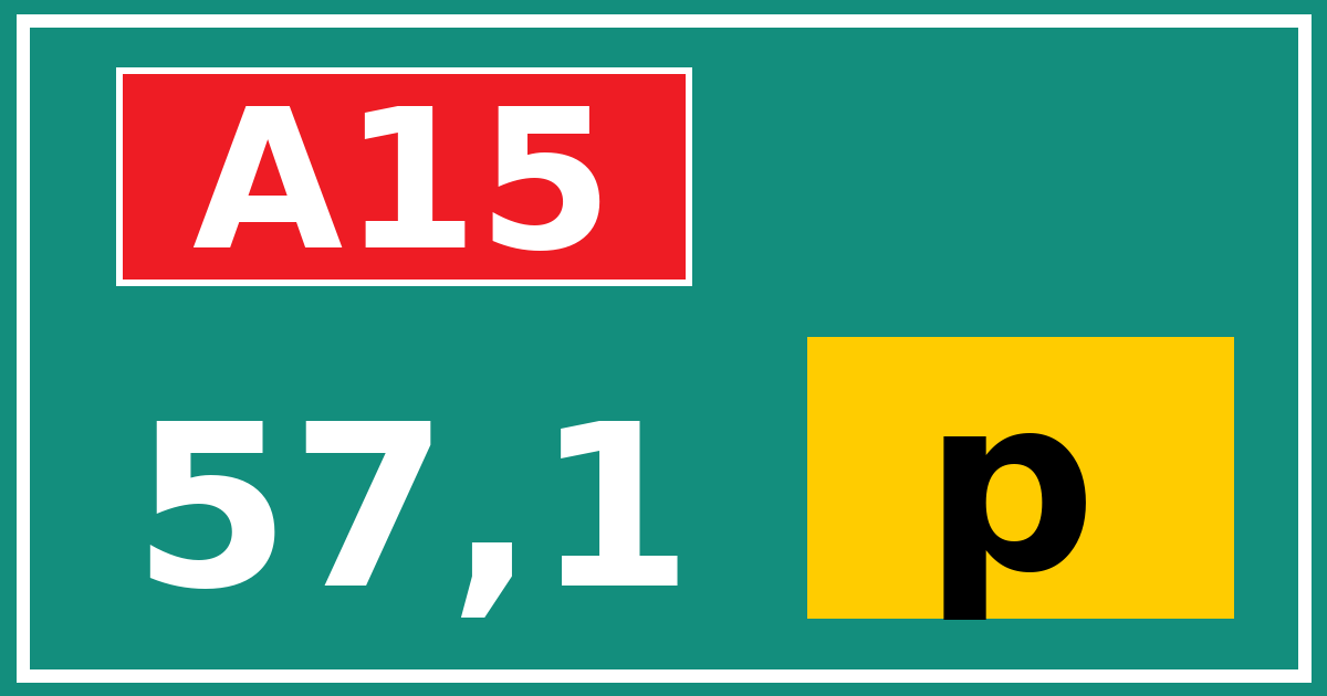 Hectometerbord A15 57,1 letter p