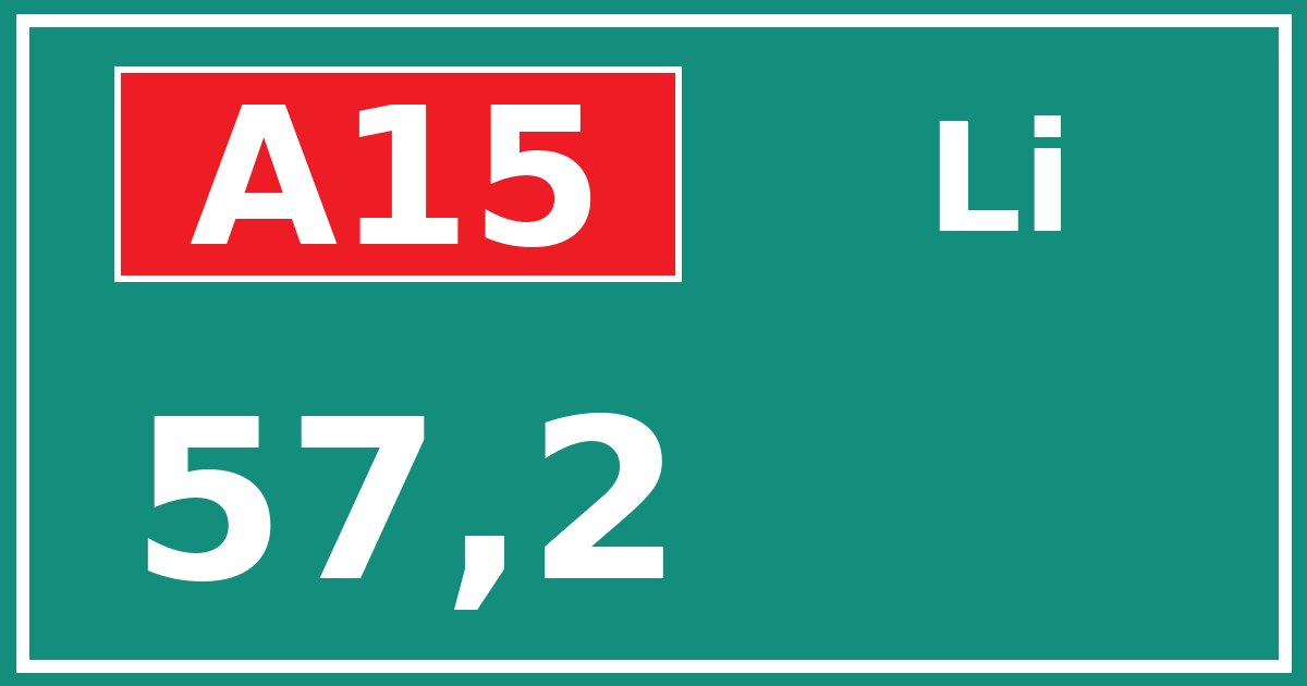 Hectometerbord A15 57,2 zijde Li