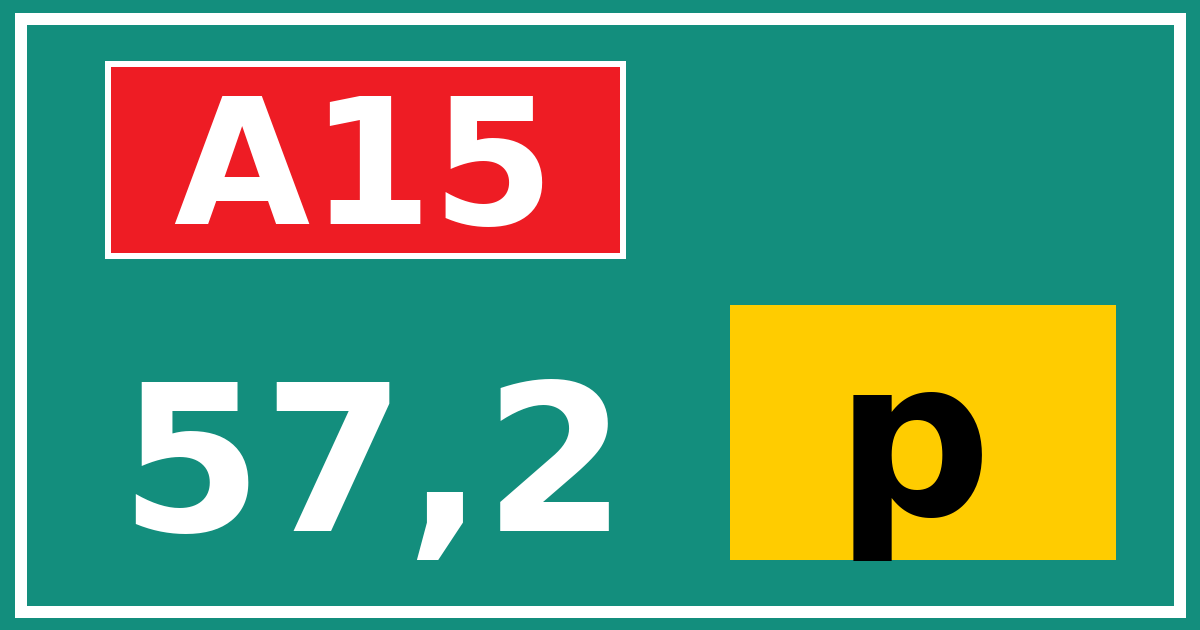 Hectometerbord A15 57,2 letter p
