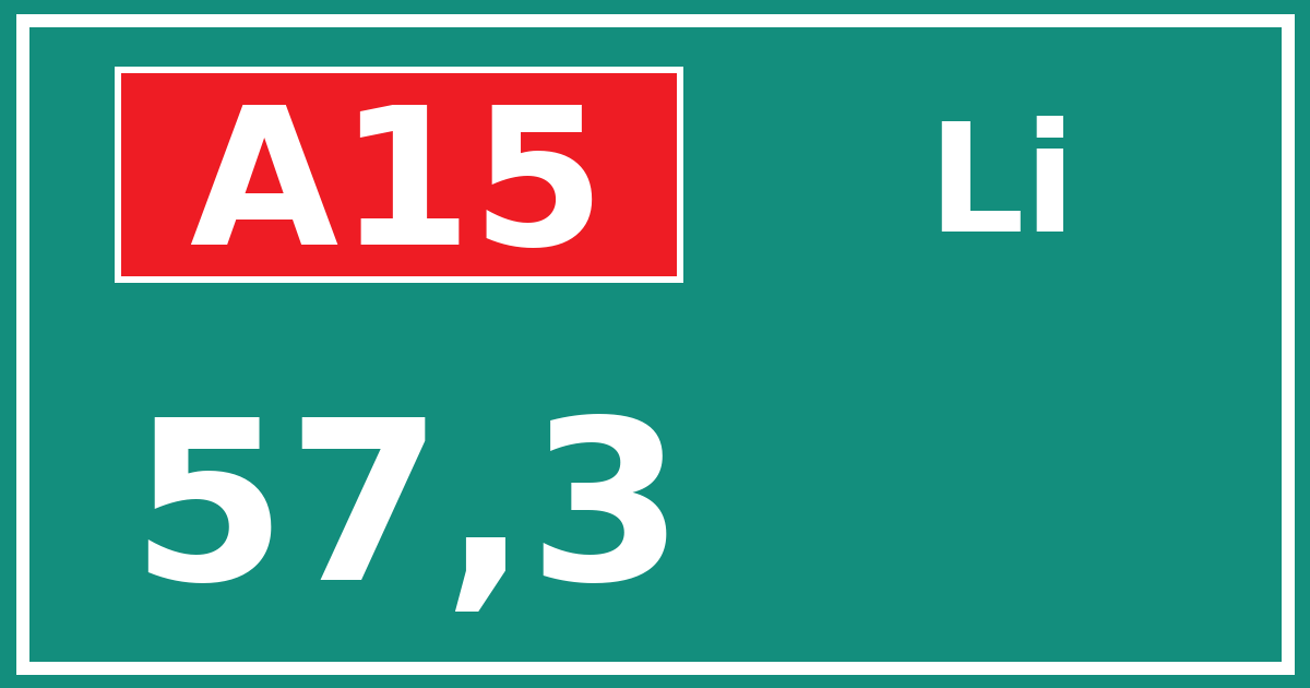 Hectometerbord A15 57,3 zijde Li