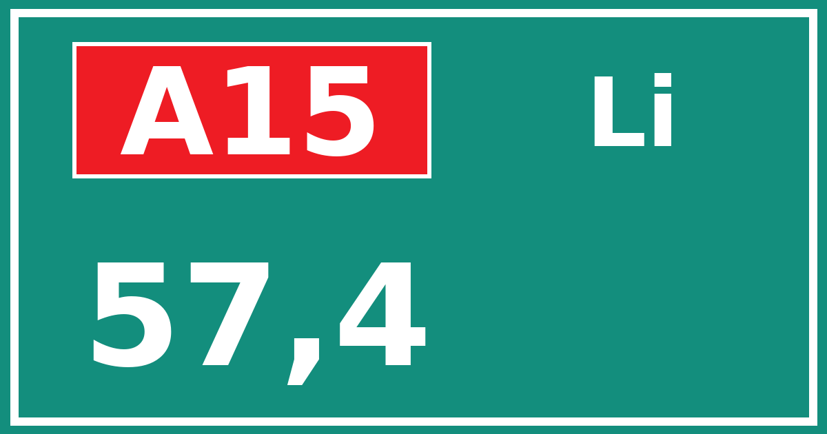 Hectometerbord A15 57,4 zijde Li