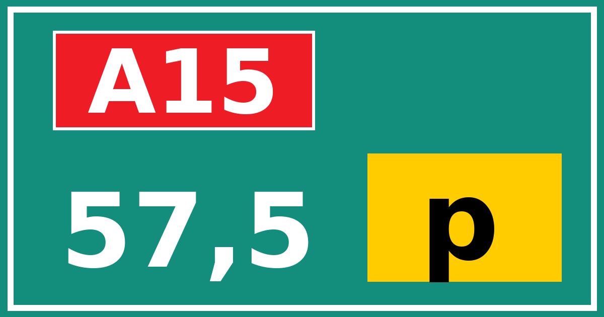 Hectometerbord A15 57,5 letter p