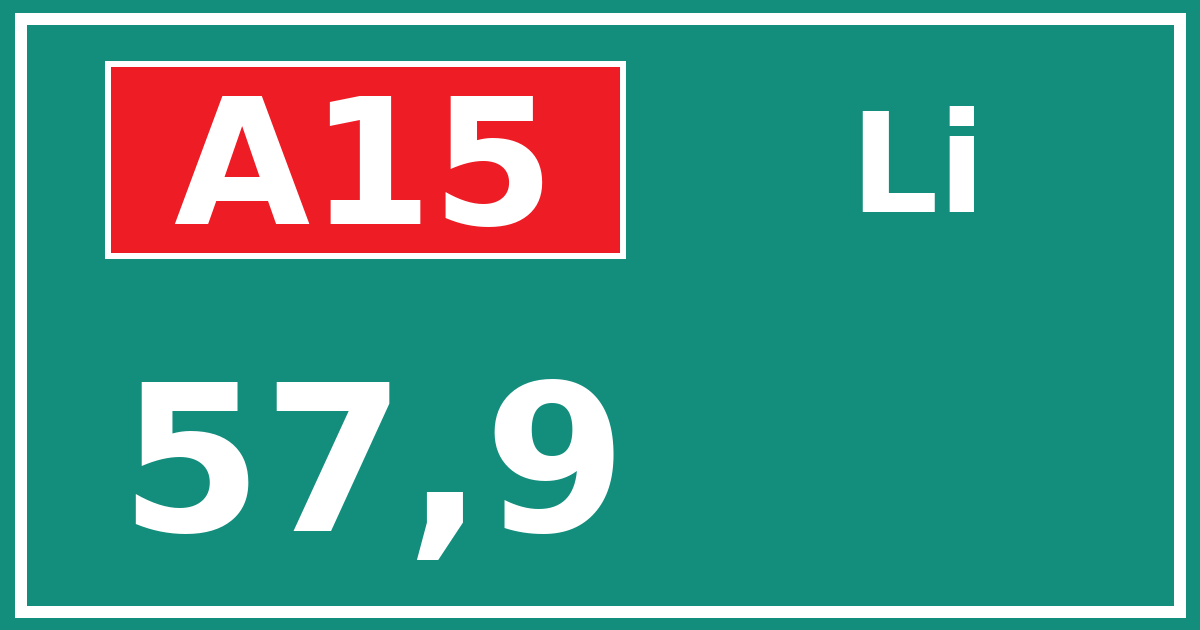 Hectometerbord A15 57,9 zijde Li