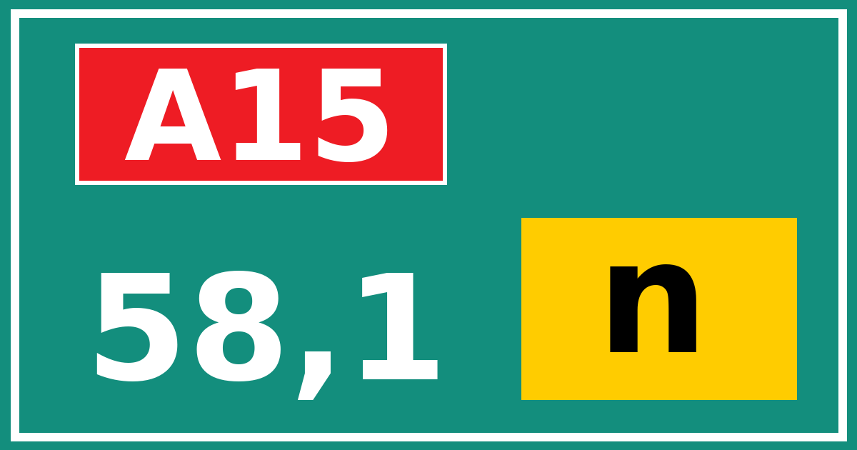 Hectometerbord A15 58,1 letter n
