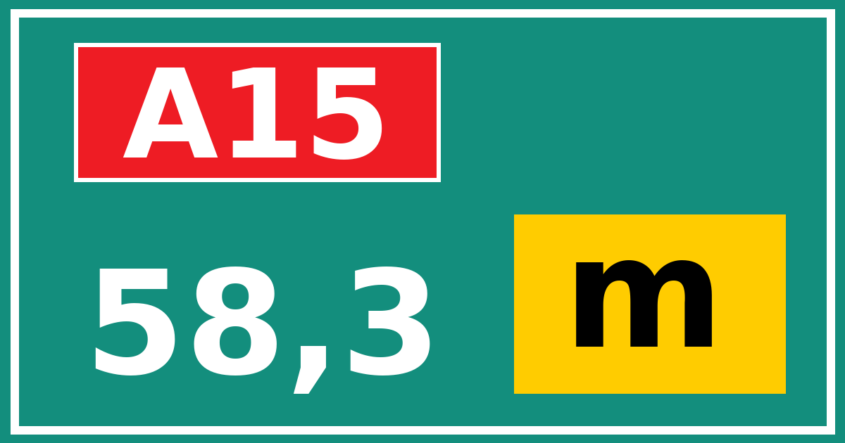 Hectometerbord A15 58,3 letter m