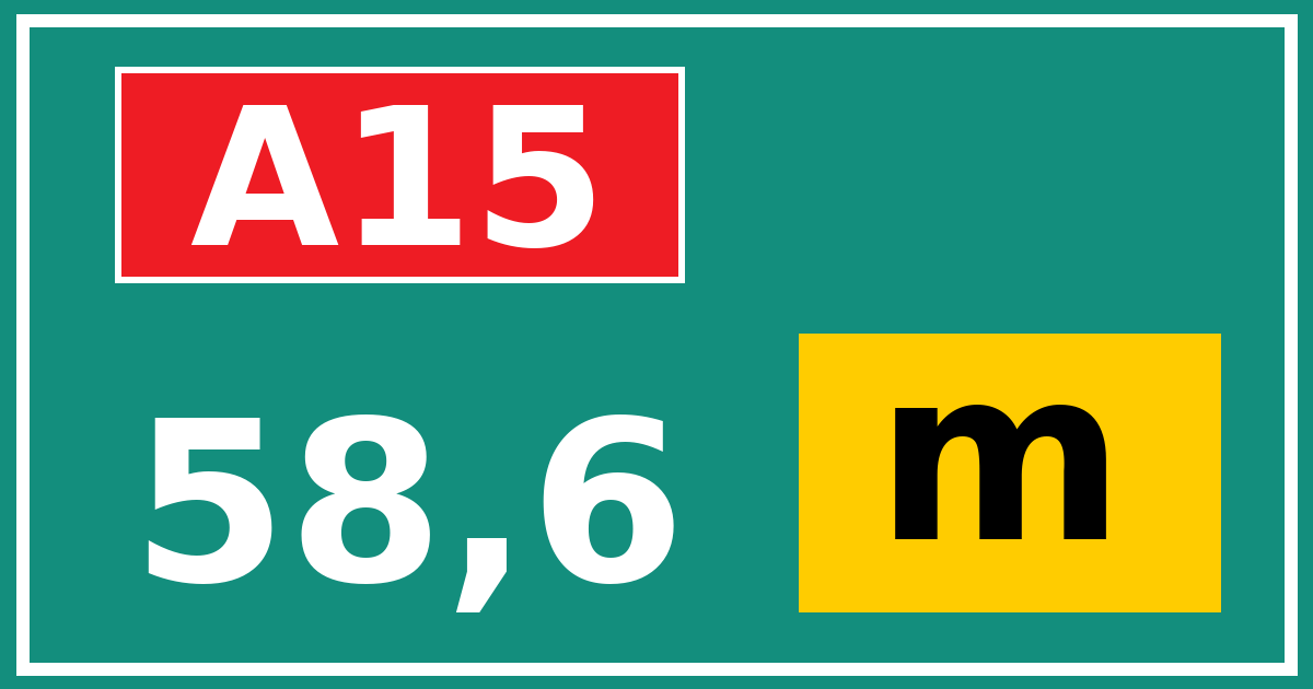Hectometerbord A15 58,6 letter m