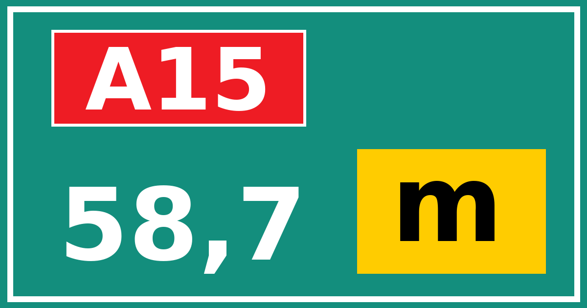 Hectometerbord A15 58,7 letter m