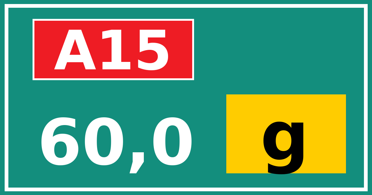 Hectometerbord A15 60,0 letter g