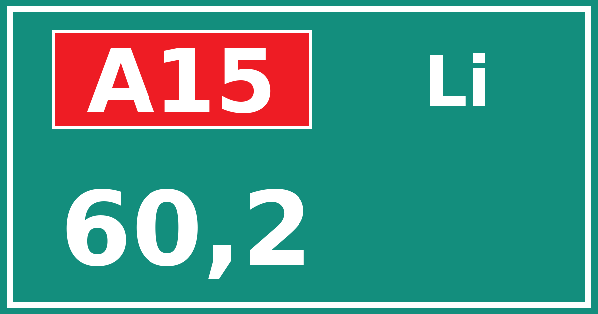 Hectometerbord A15 60,2 zijde Li