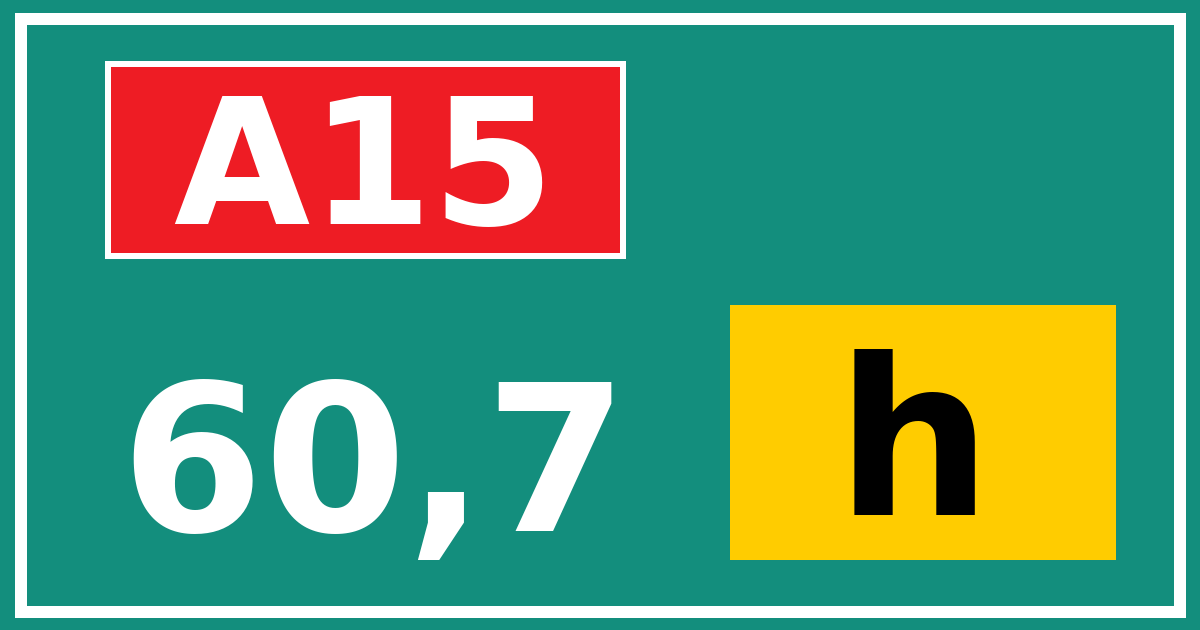 Hectometerbord A15 60,7 letter h