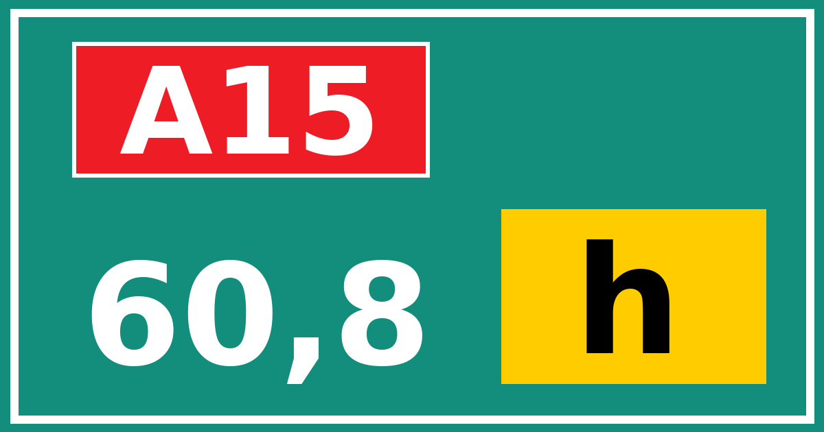 Hectometerbord A15 60,8 letter h