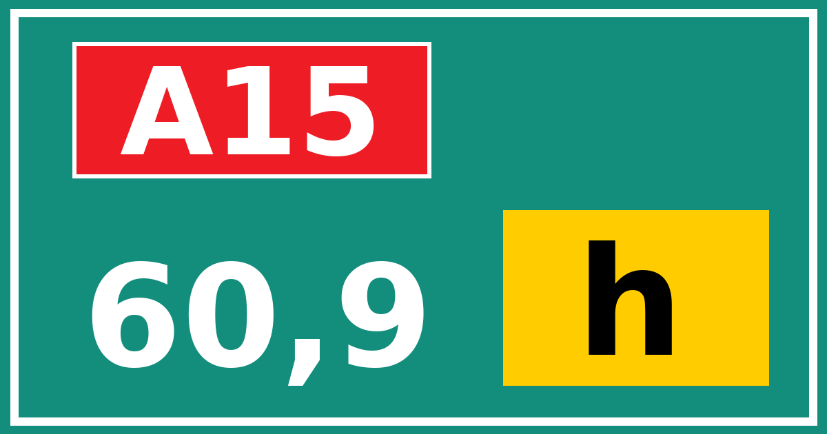 Hectometerbord A15 60,9 letter h