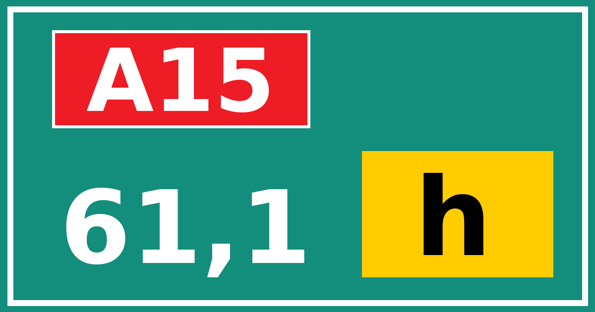 Hectometerbord A15 61,1 letter h