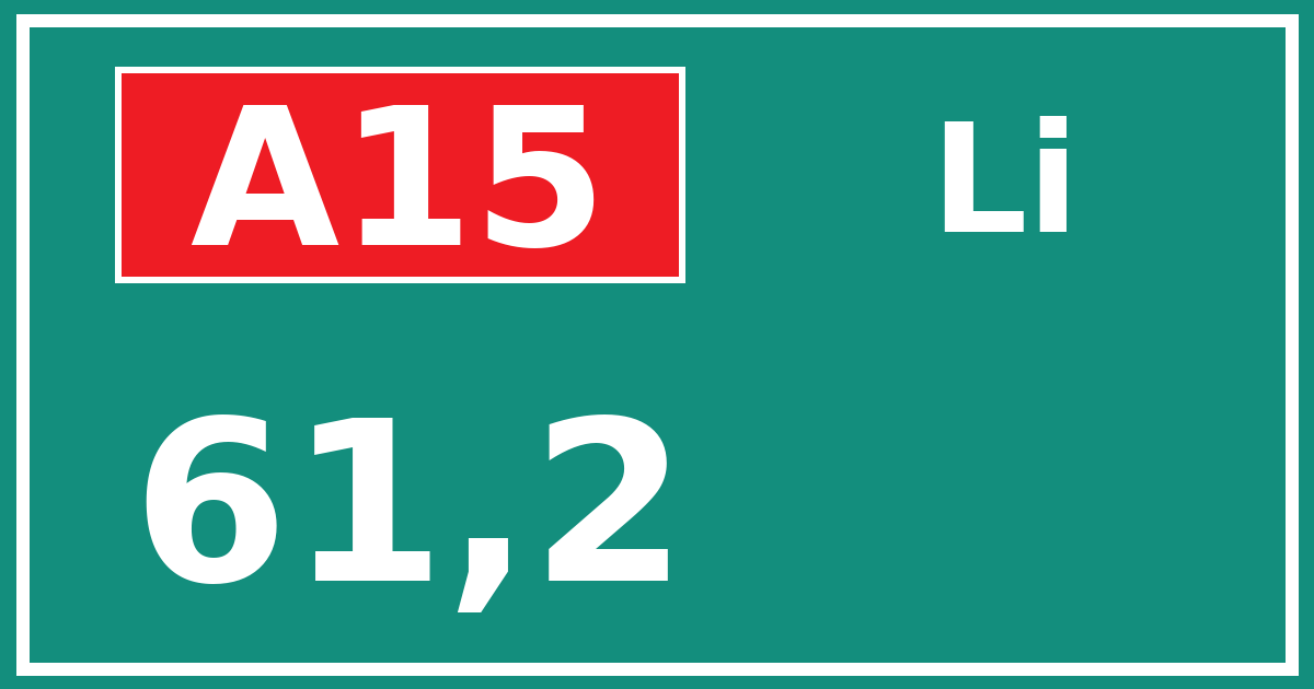 Hectometerbord A15 61,2 zijde Li