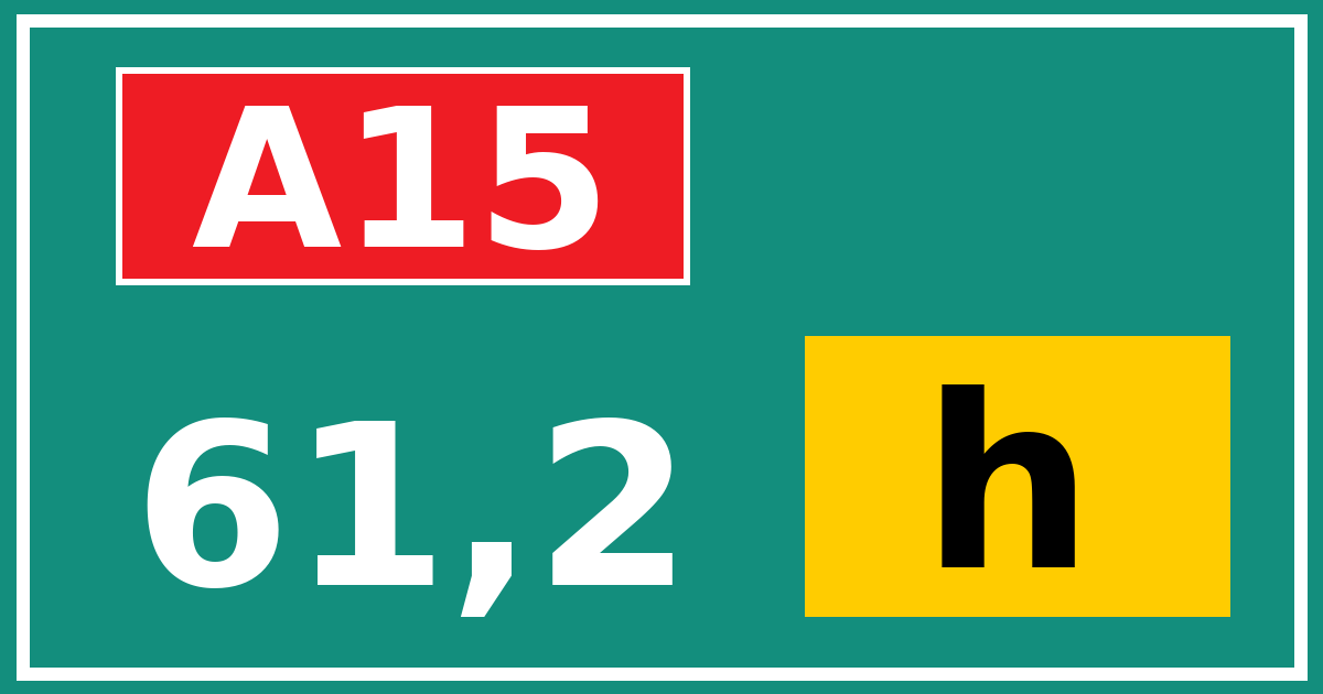 Hectometerbord A15 61,2 letter h