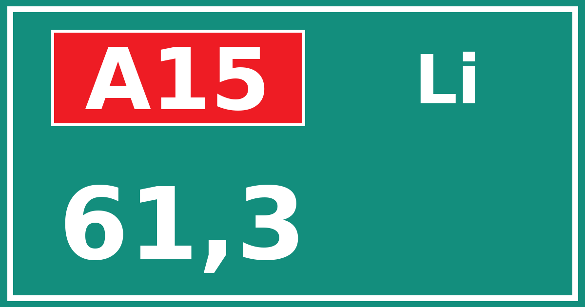 Hectometerbord A15 61,3 zijde Li