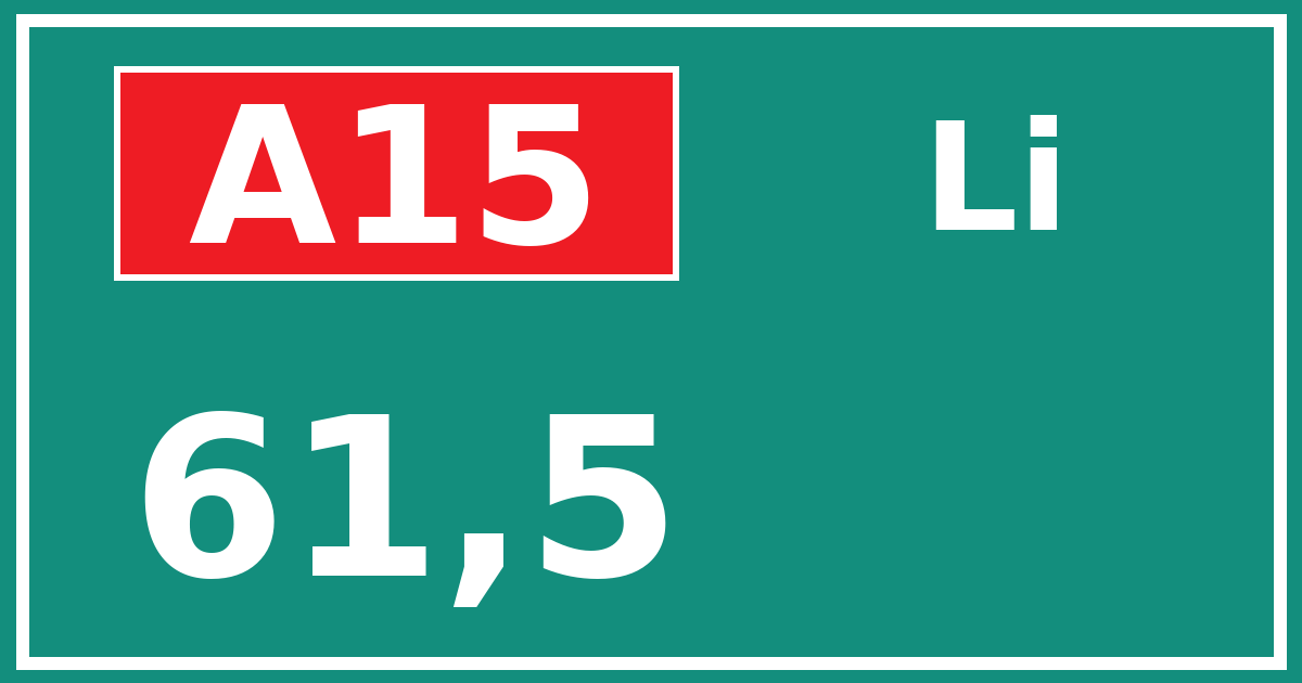 Hectometerbord A15 61,5 zijde Li