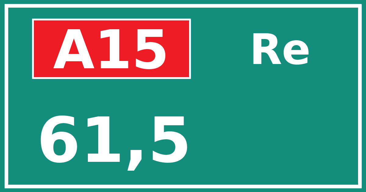Hectometerbord A15 61,5 zijde Re