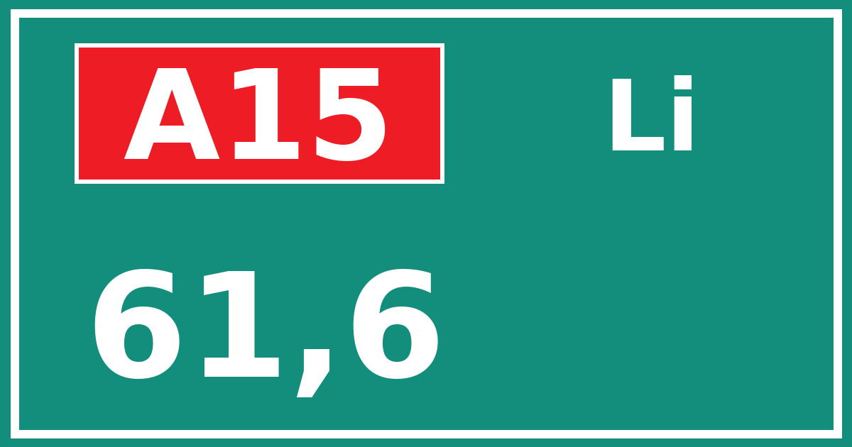 Hectometerbord A15 61,6 zijde Li