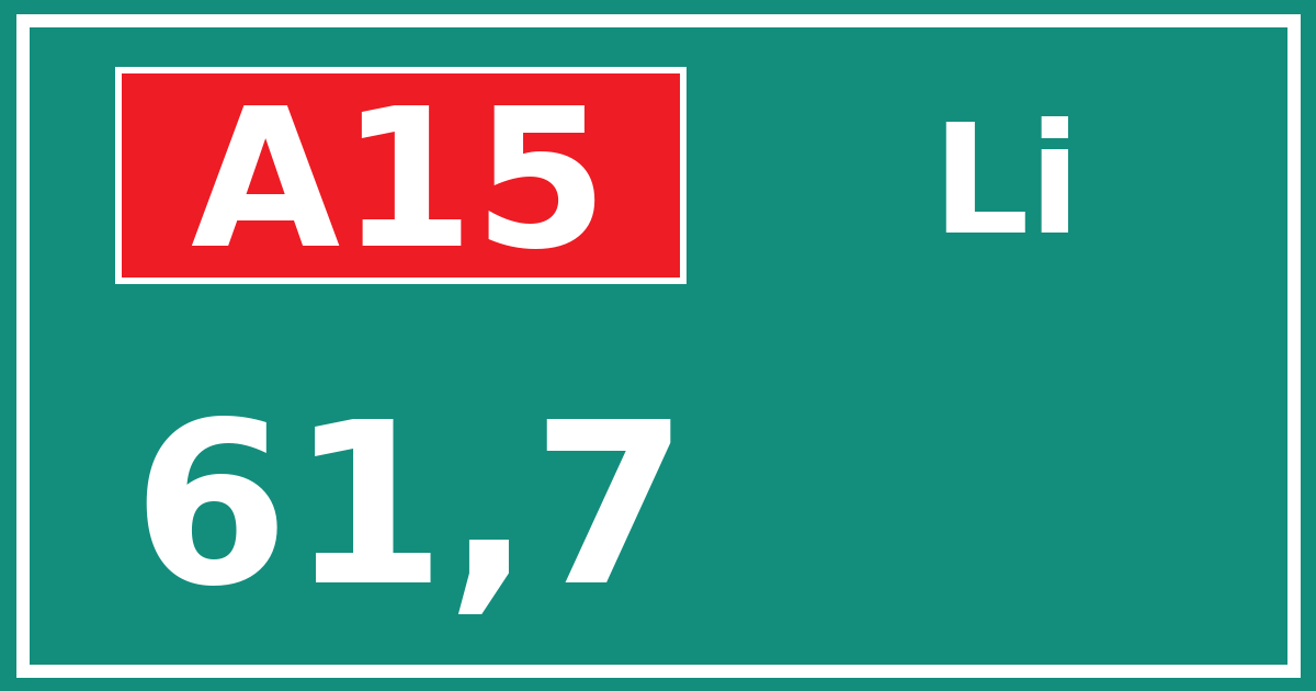 Hectometerbord A15 61,7 zijde Li