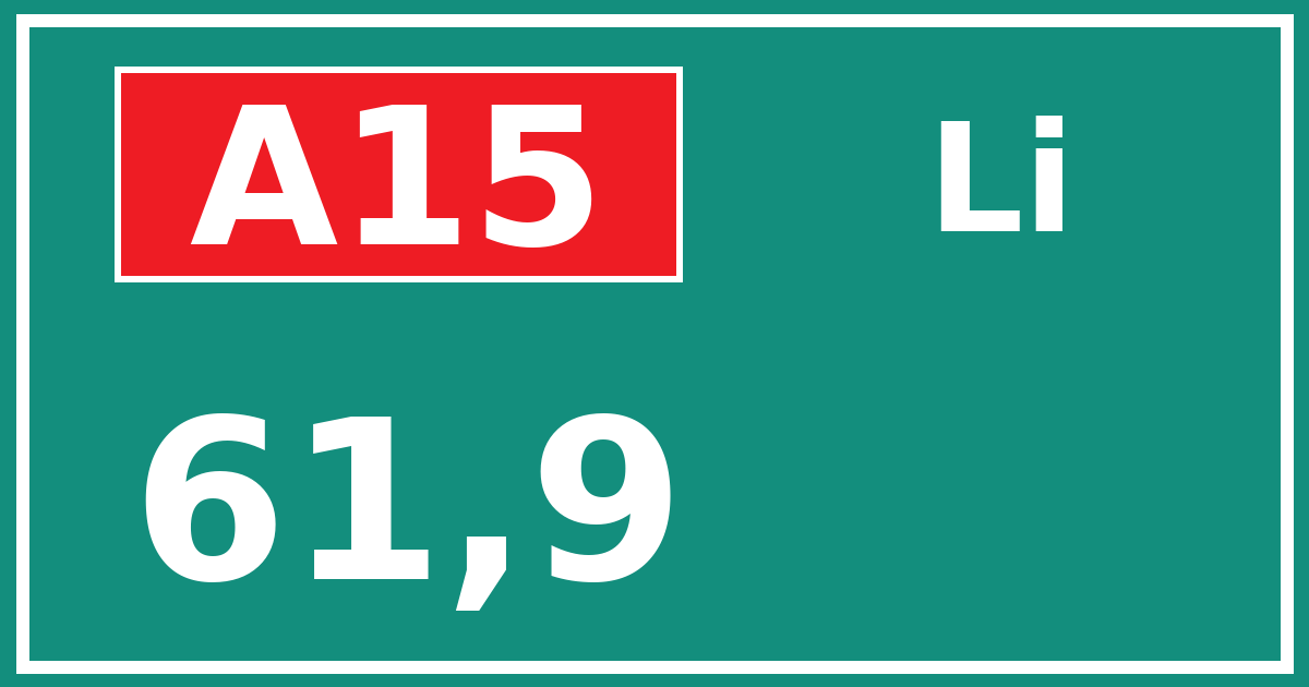 Hectometerbord A15 61,9 zijde Li