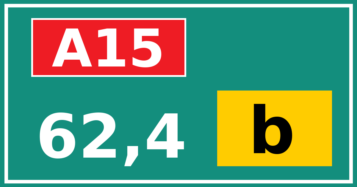Hectometerbord A15 62,4 letter b