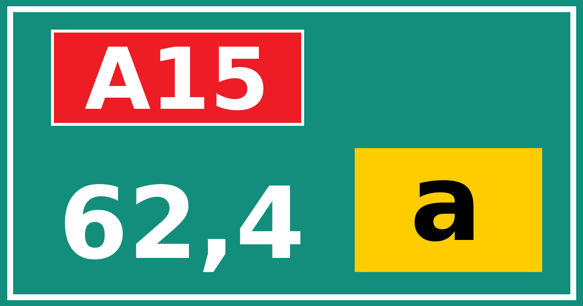 Hectometerbord A15 62,4 letter a