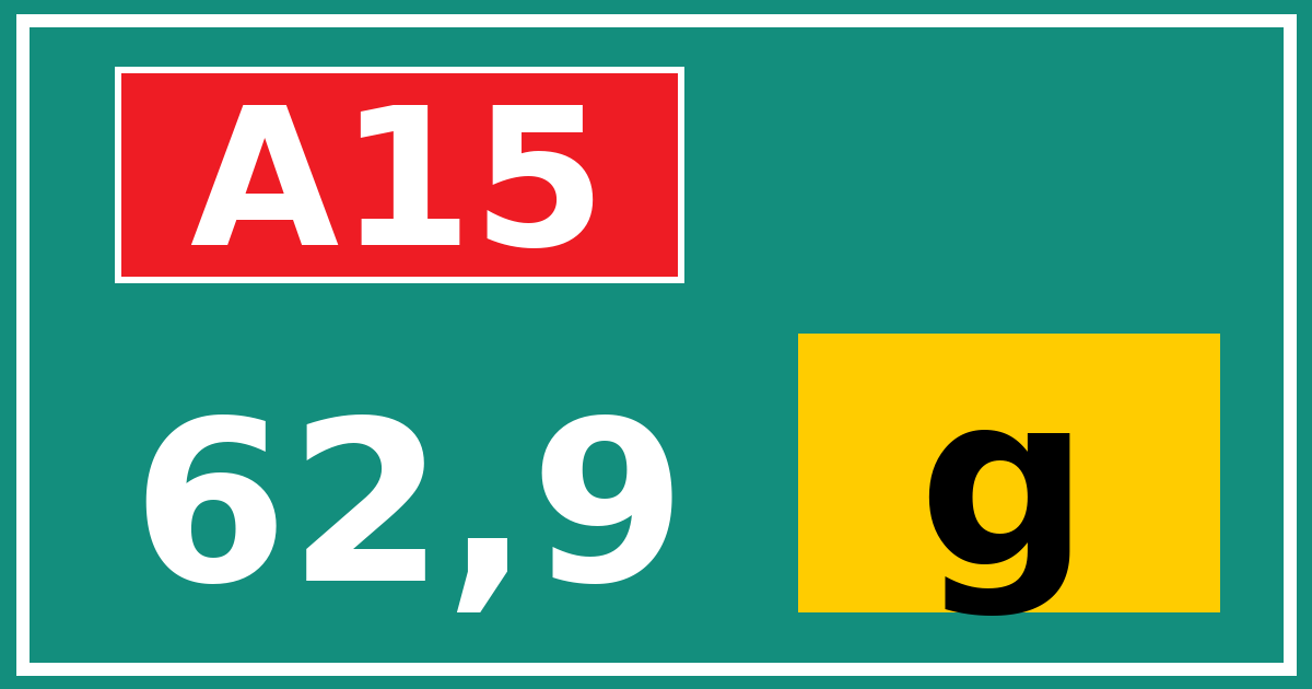 Hectometerbord A15 62,9 letter g