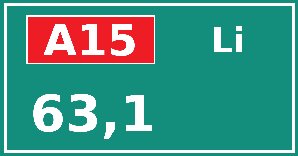 Hectometerbord A15 63,1 zijde Li