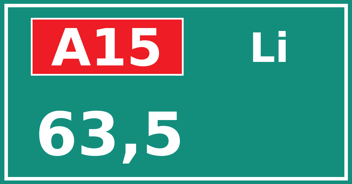 Hectometerbord A15 63,5 zijde Li