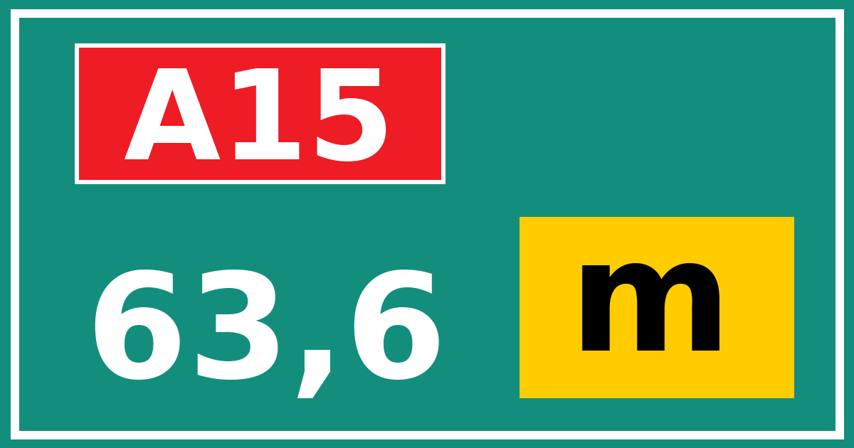 Hectometerbord A15 63,6 letter m