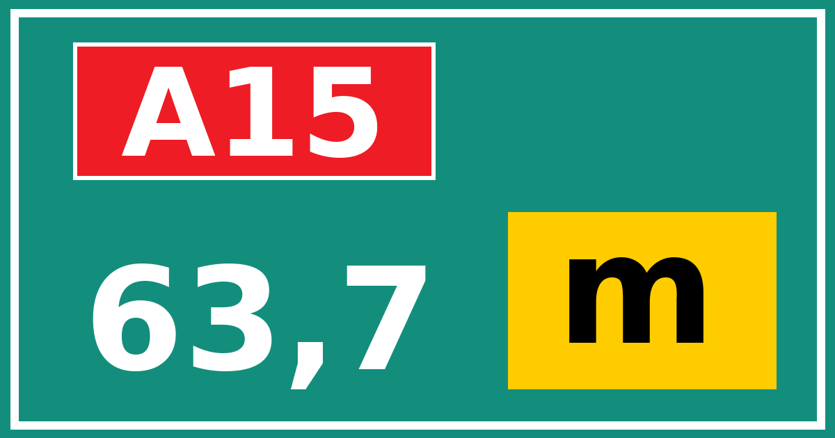 Hectometerbord A15 63,7 letter m