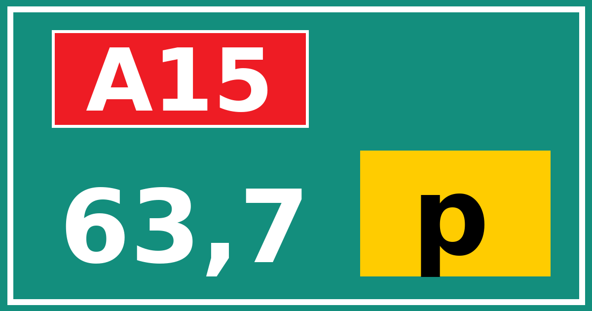 Hectometerbord A15 63,7 letter p