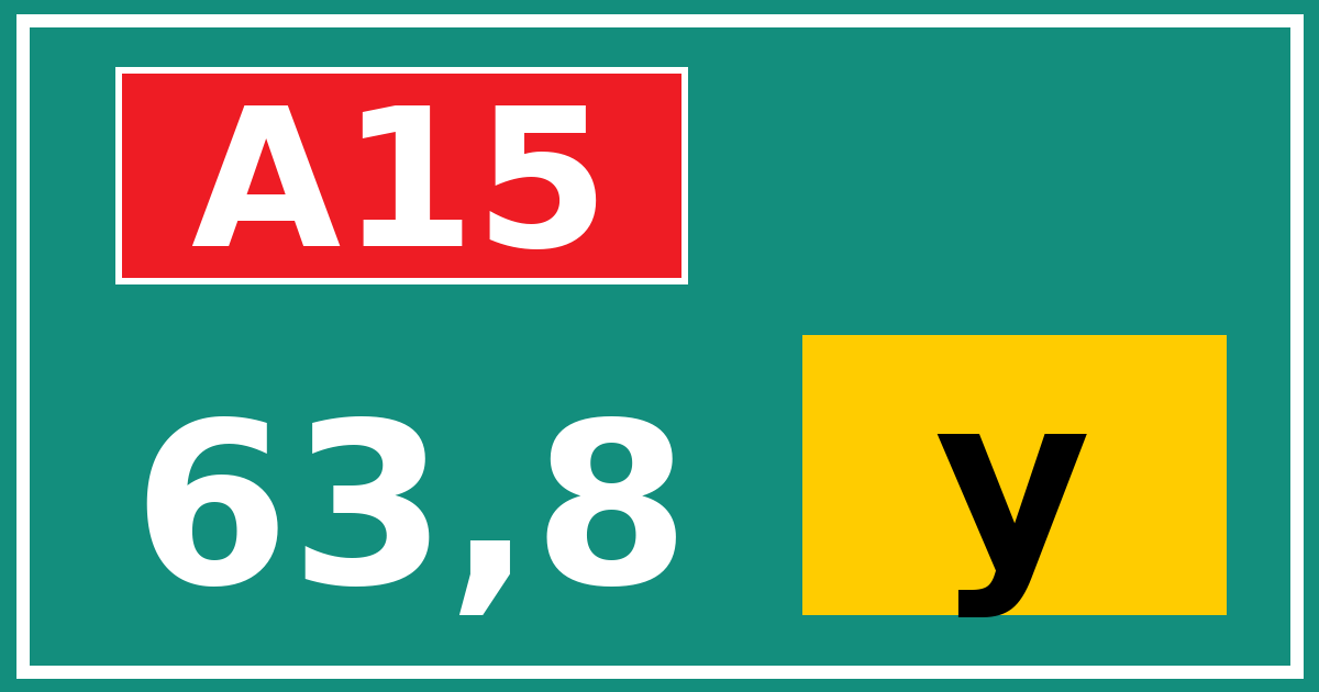 Hectometerbord A15 63,8 letter y