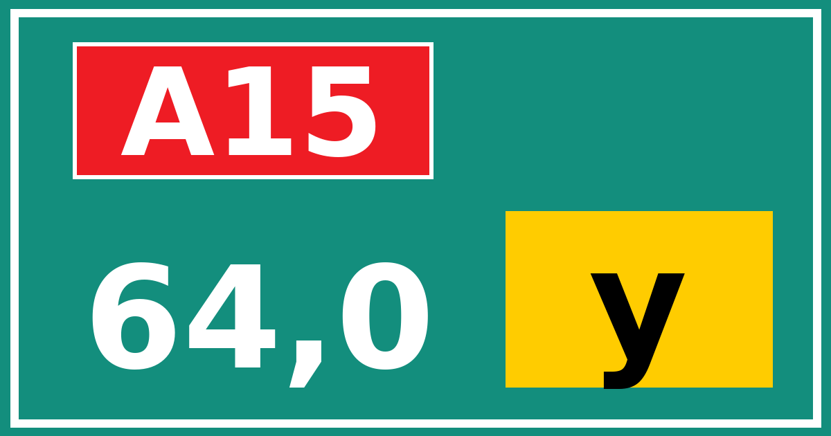 Hectometerbord A15 64,0 letter y