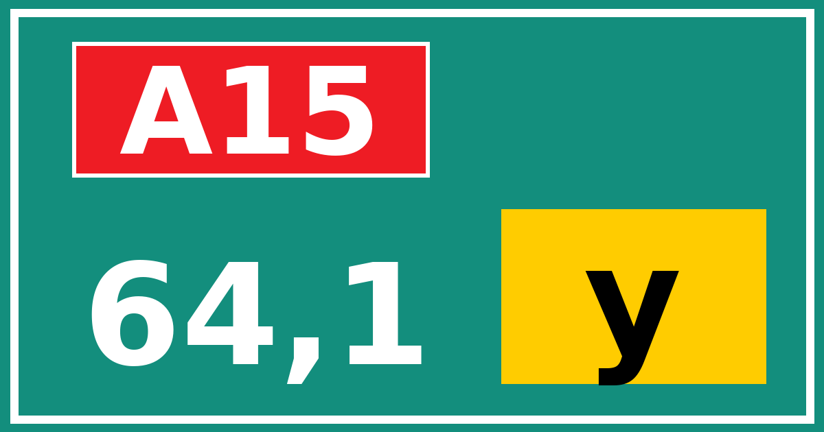 Hectometerbord A15 64,1 letter y