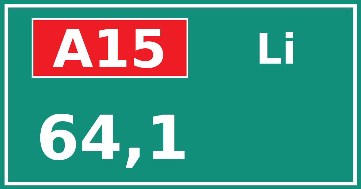 Hectometerbord A15 64,1 zijde Li