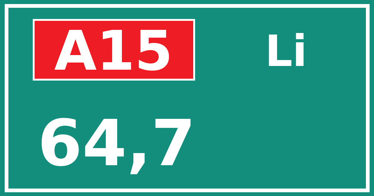 Hectometerbord A15 64,7 zijde Li
