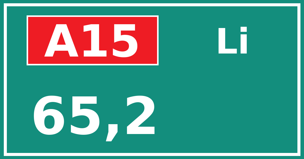 Hectometerbord A15 65,2 zijde Li
