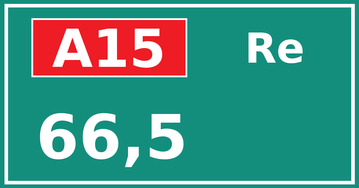 Hectometerbord A15 66,5 zijde Re